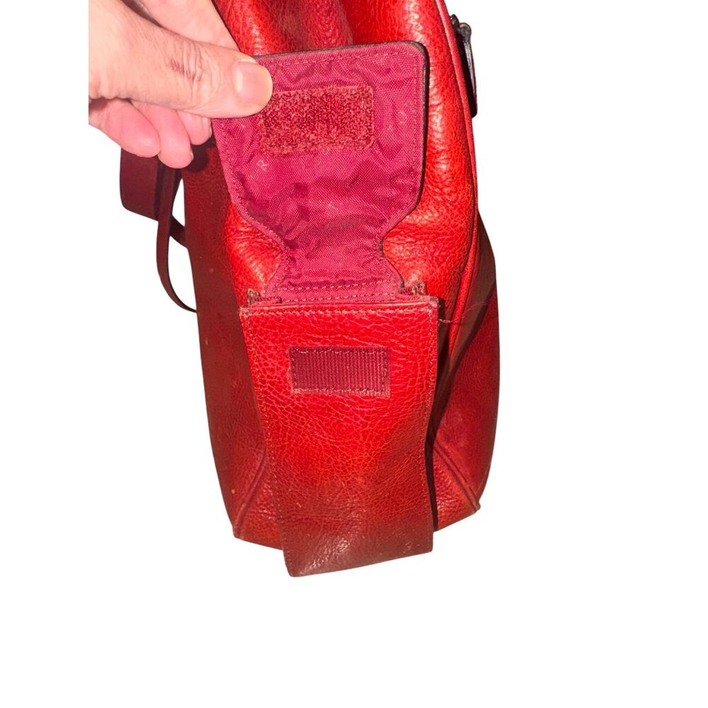 Vintage El Portal Red Leather XL Briefcase Tote Computer Bag Multi Pocket Work - Picture 3 of 16